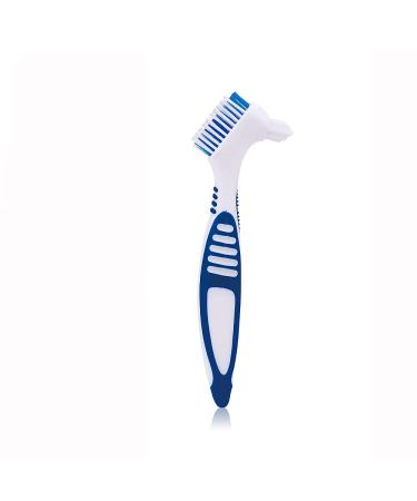 Blue double bristle head denture brush portable cleaning brush false teeth brushes