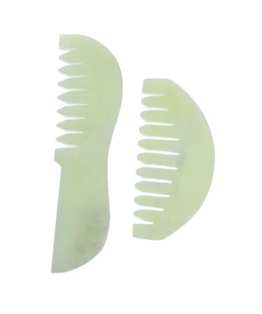 Frcolor 2st jade comb scalp massage device massage combs from jade hand tool gua Sha-schaberkamm head massage curb facial massage curb scratch combat head scalp guascha deep