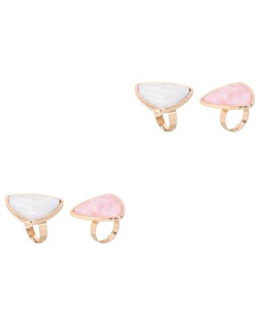 Beaupretty Beaupretty 6 Pieces Shell Ring Palette Paint Palette Rings Tray Marble Polish Plate DIY Manicure UV Gel White Nail Miss Acrylic Resin