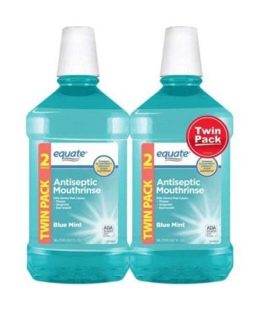 Equate Antiseptic Mouthrinse  Blue Mint  1.5 L  2 Ct