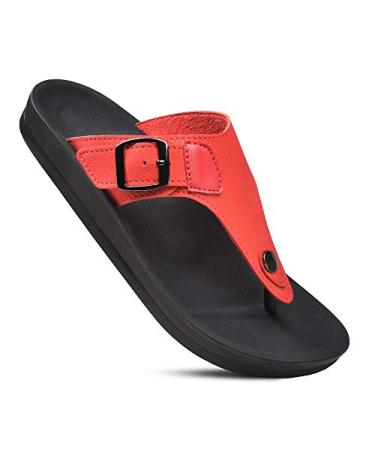 AEROTHOTIC Women's Trench Arch Support Adjustable Strap Sandals 9 Red