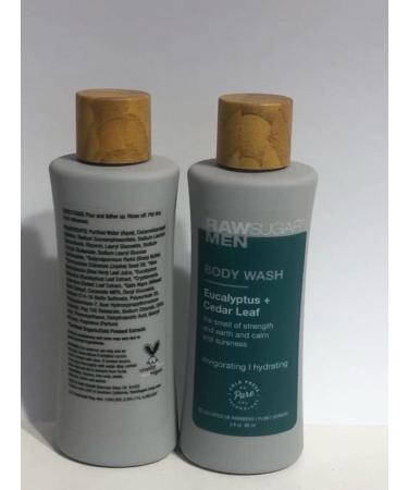 RAW SUGAR Men's Body Wash Set - 6 Travel Size Eucalyptus & Cedar Leaf 3 Fl Oz | International Shipping Available - Buy Online on GoSupps.com