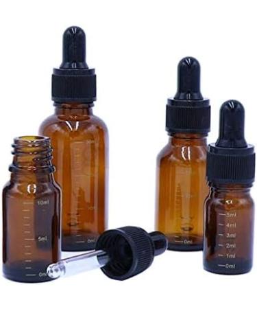 3 Pcs Empty Refillable Amber Glass Graduated Dropper Bottle Essential Oil Cosmetics Elite Fluid Container Jar Pot Holder with Glass Pipette Dropper (5ml/0.17oz) - Buy Online on GoSupps.com