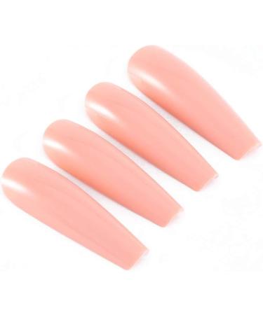 Brishow Coffin False Nails Long Fake Nails Pure Color Ballerina Stick on Nails Glossy Full Cover Acrylic Press on Nails for Women and Girls (Beige) - Buy Online on GoSupps.com