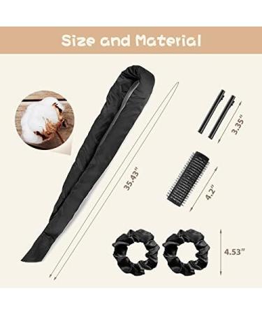 Silk Ribbon Heatless Curling Headband - Overnight Hair Curlers with Hair Clips for Long Hair - Black - Buy Online on GoSupps.com
