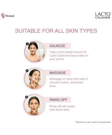 La.cto_Cala.mine Face Wash for Oily Skin - Pack of 2 (100ml) | Kaolin Clay Niacinamide & Vitamin E | Controls Excess Oil Pimples Blackheads & Whiteheads - Buy Online on GoSupps.com
