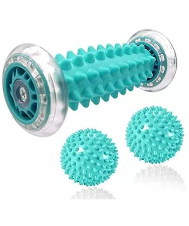 MoMoee Foot Massage Roller and Spiky Ball Therapy Set,Manual Foot Massager for Plantar Fasciitis,Heel & Foot Arch Pain,Trigger Point Therapy, Muscle Recovery (Green)