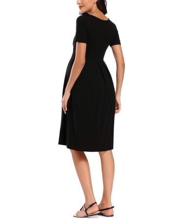 Love2Mi Maternity Dress XL Black - Short-Sleeve A-Line Midi Pregnant Dress - Buy Online on GoSupps.com