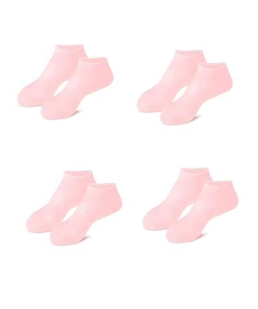 Sunmeit 4 Pairs Full Foot Moisturizing Anti-Cracking Silicone Socks Foot Protectors to Prevent Heel Dryness Beach Socks Pink