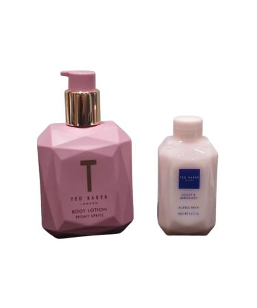 Ted peony spritz body lotion 250ml with Travel size Violet & Bergamot bubble bath 100ml