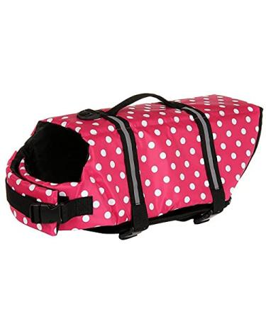 Dog life jacket swimming safety coat swimming vest lifeguard with handle for small dog puppies large dog (red dot xs) xs red dot point
