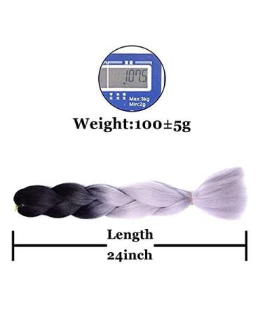 Buy Ombre Jumbo Braiding Hair Kanekalon - 24 Inch Synthetic Hair Extensions (Black-Gray) - 3 Pack for Crochet Twist Braids - Buy Online on GoSupps.com