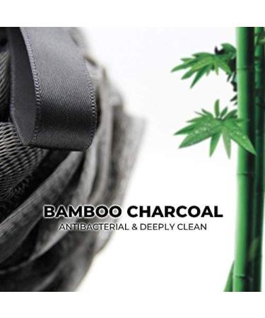 Boca Body Aesthetics 4 Pack XL Charcoal Bath Loofah Set - Exfoliating Shower Sponge Pouf for Luxurious Lather and Scrubbing - Black - Buy Online on GoSupps.com