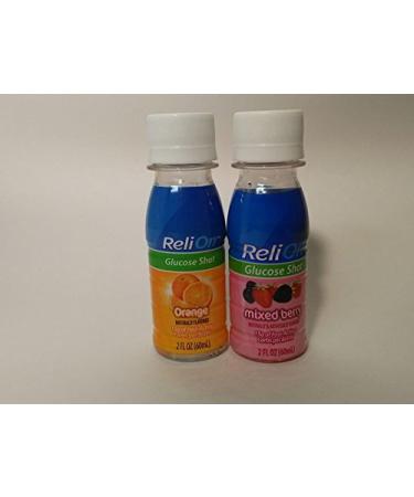 ReliOn Glucose Shot 2 Pack Orange and Mixed Berry