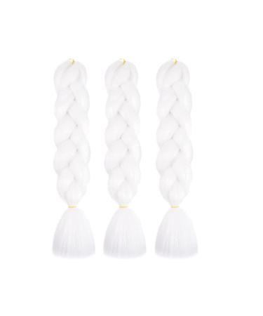 Imierfa White Jumbo Kanekalon Braiding Hair Extensions 24 Inch - 3PCS | Box Braids & Twists | Color White 24 - Buy Online on GoSupps.com