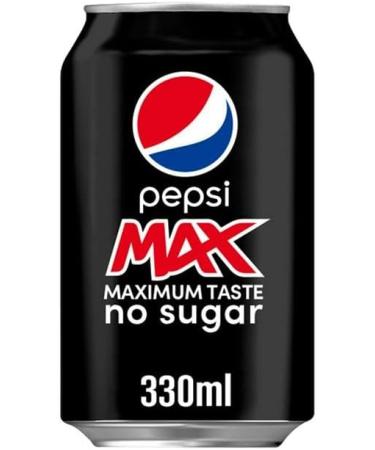 Pepsi Max No Sugar Cola Cans 24 x 330ml | Sugar-Free Carbonated Soft Drink | Refreshing Pepsi Taste with Thank you Card - Buy Online on GoSupps.com