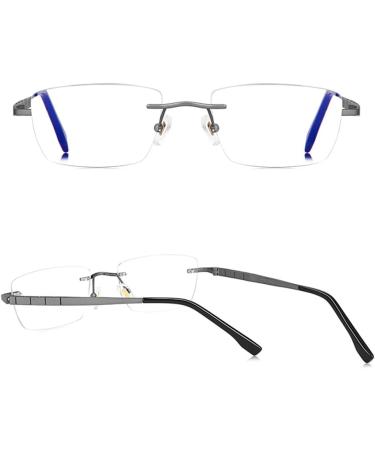 Riccie Ultra-Light Borderless Titanium Reading Glasses for Men - Anti-Blue Light HD Aspherical Magnifying Glass | +1.0 to +3.0 Magnification - Buy Online on GoSupps.com