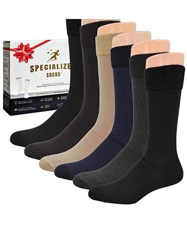 Diabetic socks for men, Premium cotton, Super Soft, Extra Comfortable, Mens dress socks Dark Colors - Over the Calf 10-13