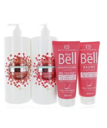 Veana Hyaluronic shampoo + hair mask with pomegranate (2 x 1000 ml) + HairBell shampoo and conditioner (2 x 200 ml) grows 3 times faster for colored fragile and damaged dry and normal hair.