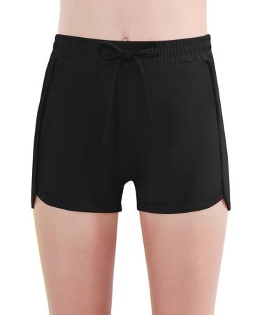Girls' Quick Dry Athletic Running Shorts with Mesh Liner Pockets - Black | Size 12 Years - Buy Online on GoSupps.com