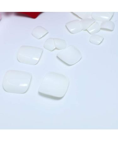 Shop Tseenyi Pure White Monochrome Square Artificial Toenails for Women & Girls - 24-Piece Complete Cover Set - Buy Online on GoSupps.com