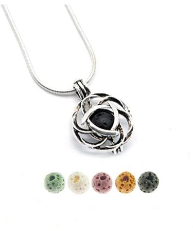 Julie Wang Lava Stone Celtic Knot Essential Oil Diffuser Necklace | Antique Silver Aromatherapy Jewelry - Buy Online on GoSupps.com