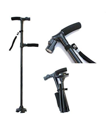 Multifunctional Walking Stick Adjustable Non-Slip Aluminum Alloy Four-Corner Crutches for Elderly 5-Level Height Adjustment for Men and Women Arthritis Elderly and Disabled with Led Light