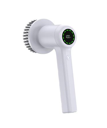 Rofawee Electric Spin Scrubber Cordless Cleaning Brush ing Power Shower Scrubber with 4 Replaceable Cleaning Heads and 2 Adjustable Speeds for Bathroom Kitchen Floor Tile (White)