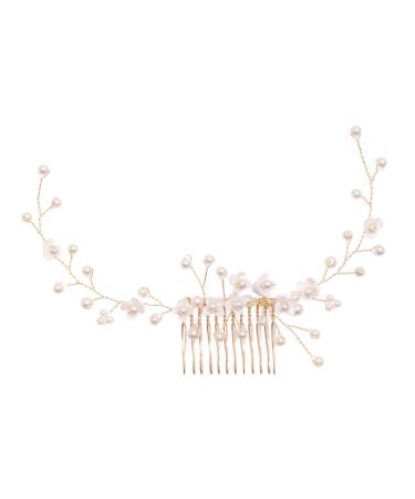 MAGICLULU Bridal Hair Comb Bridal Pearl Headwear Pearl Hair Comb Handmade Headwear Decor Pearl Headdress Bride Hair Comb Wedding Hair Comb Pearl Headpiece Bridal Headdress Hair Accessories