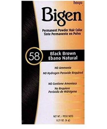 Bigen Permanent Powder Hair Color 58 Black Brown 1 ea (Pack of 4) 58 Black Brown 0.21 Ounce (Pack of 4)