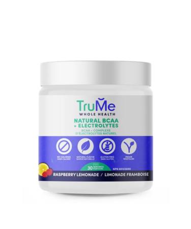 TruMe BCAA Powder Amino Acids Supplement - Raspberry Lemonade - Stim Free Pre Workout Powder - Electrolytes No Sugar - Hydration Powder for Muscle Recovery - 30 servings