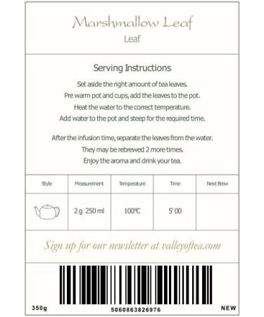 Valley of Tea Marshmallow Leaf Tea Bio Quality Dried Marshmellow Leaves - Buy Online on GoSupps.com