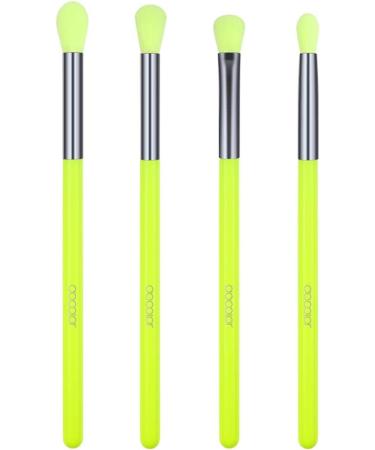 Docolor eyeshadow brush set 4 pcs eye make up brush with premium synthetic and wooden handle green color mixing brush 4 pieces green