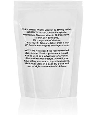 Vitamin B2 150mg x120 Tablets Pills Health Supplements Quality Nutrition Healthy Mood Quality Riboflavin 95% - Buy Online on GoSupps.com