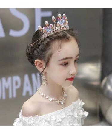 JORCEDI Girls Gold Pearl Butterfly Princess Crown Tiara - Rhinestone Hair Accessory - Buy Online on GoSupps.com