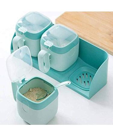 WALFREW Spice Jars Wall Hanging Seasoning Suit Plastic Seasoning Box with Lid Home Kitchen Cooking Spice Container(Green 4 Jars) - Buy Online on GoSupps.com