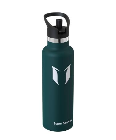 Super Sparrow drinking bottle stainless steel - ultra -light thermal maker - 350ml 500ml 750ml 1L - Standard mouth straw lid - BPA -free thermos thermos bottle for sports travel school outdoor C -Jade 750ml -25oz