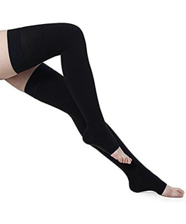Pedimend Slipproof Thigh High Compression Stockings - Open Toe (6 Pieces 3 Pairs) for Varicose & Spider Veins Relief | Foot Care | Black - Buy Online on GoSupps.com