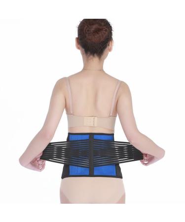 Lumbar support neoprene back support strong compression belts with two straps lower suspension brackets for the lumbar support with double train (Blue Black S) S blue/black.
