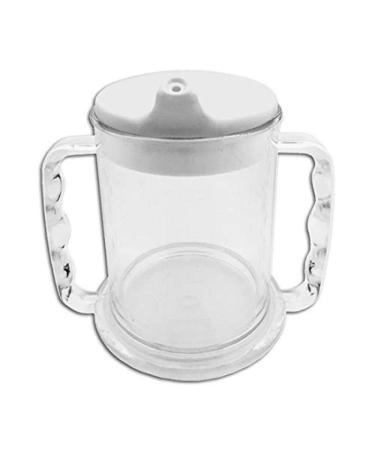 Homecraft Wide Base Mug with Transparent Lid Two Handled Mug Prevents Tipping Secure Grip for Limited Hand Function and Grasp Wide Base for Stability 285 ml (Eligible for VAT relief in the UK) 1 Count (Pack of 1) Mug - Transparent Lid 285ml Single