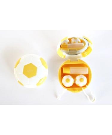 Contact lens case storage container case set mirror motif football yellow NEW