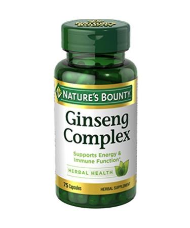 Nature's Bounty Ginseng Complex Herbal Health Capsules 75 ea (Pack of 2) - Buy Online on GoSupps.com