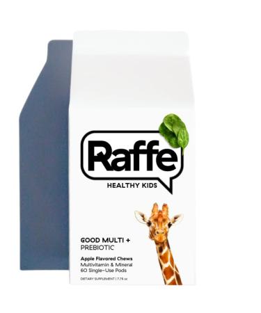 Raffe Kids Vitamins with Prebiotics - Sugar-Free Chewable Kids Multivitamin with 50mg Omega 3 DHA 3g Fiber Iron & Folate Supports Immunity & Digestive Health Vegan-Friendly | 60 Chews