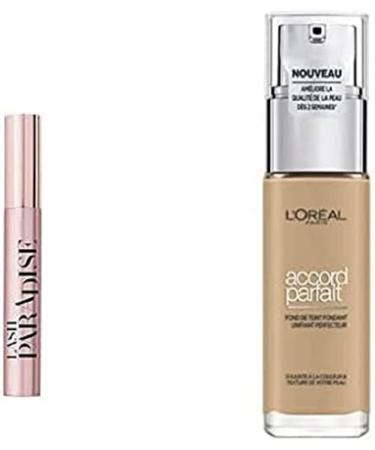 L'Or al Paris Duo Teint & Yeux Fond de Teint Fluide Accord Parfait Beige Dor (3.D) + Mascara Paradise extra black