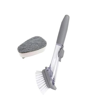 qazaa Long Handle Hydraulic Pot Washing Brush Automatic Liquid Filling Brush Easy to Use