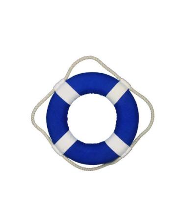 Hampton Nautical Vibrant Blue Lifering with White Bands, 10" Solid Blue 10 inch