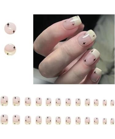 24 Pieces Charming Short Ballet Wearable Fake Nail Press Square Head Full Cover Removable Fake Nail Art Decor (Color : Style 18) - Buy Online on GoSupps.com