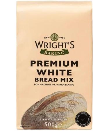 Wright's Premium White Bread Mix 500g X 5 Pack High in Fibre For Machine or Hand Baking Simply Add Water Baking Success Guaranteed Suitable for Vegetarians - Buy Online on GoSupps.com