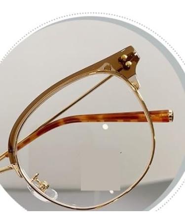 Buy Blue Light Blocking Anti Glare Reading Glasses - Fashionable Round Flat Light Mirror +150 in Black-Golden | International Shipping Available - Buy Online on GoSupps.com