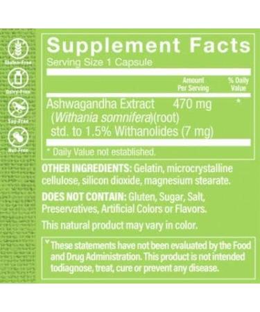The Vitamin Shoppe Ashwagandha Extract 470MG - Energy & Stress Management Supplement (120 Capsules) - Buy Online on GoSupps.com